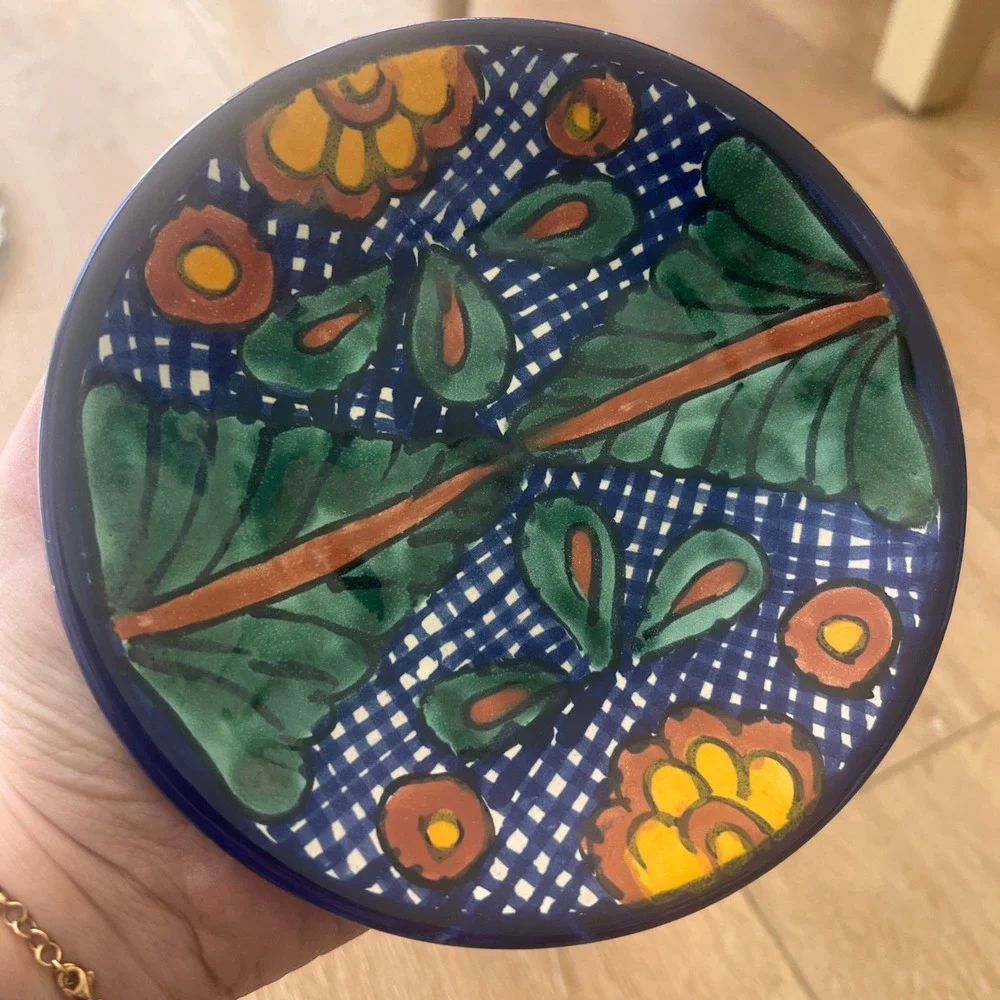 JMB Mexican Talavera Pottery Small Plate Hand Painted Floral Ceramic 6.25 Inch